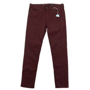 AG Adriano Goldschmied Maroon The Prima Cigarette Leg Jeans Size 32